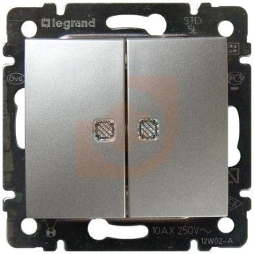 Interruptor doble luminoso VALENA aluminio LEGRAND 770128