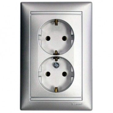Pulsador VALENA blanco  2P+TT aluminio LEGRAND 770127