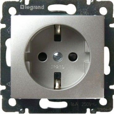 Toma 2P+TT tornillo VALENA aluminio  LEGRAND 770121