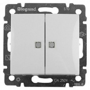 Doble interruptor luminoso VALENA blanco LEGRAND 774428