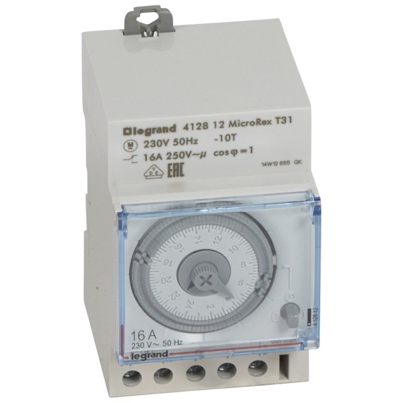 LEGRAND 412812 interruptor horário analógico programável com mostrador horizontal diário sem reserva de energia