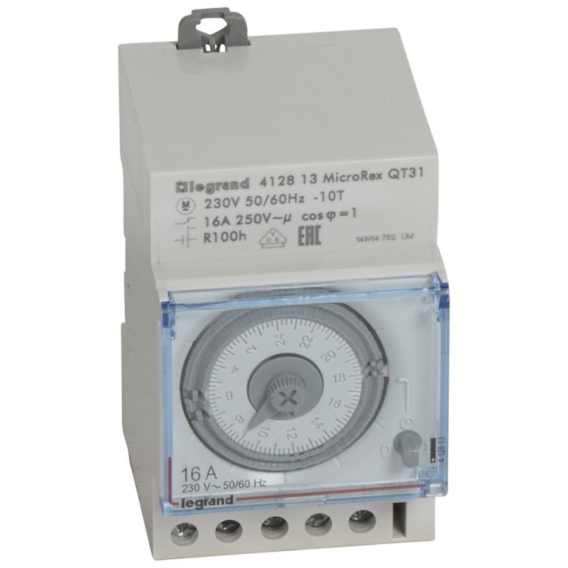 Interruptor horário analógico programável com mostrador horizontal diário e reserva de energia LEGRAND 412813