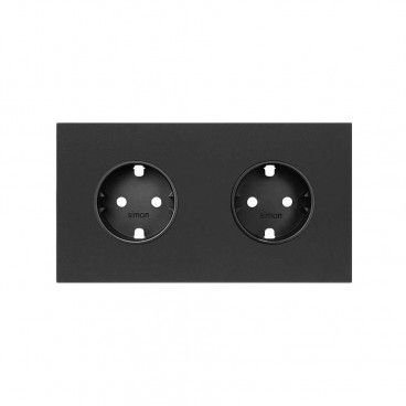 Simon 100 | Front kit 2 elements with 2 schuko matte black plugs 10020202-238