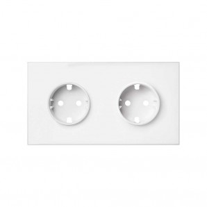 Simão 100 | Kit frontal 2 elementos com 2 bases de soquete Schuko branco fosco 10020202-230