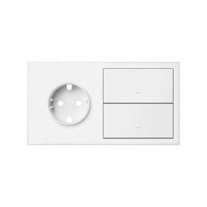 Simon 100 | Front kit 2 elements with 1 schuko plug and 2 matte white keys 10020204-230