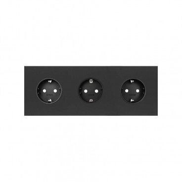 Simon 100 | Kit frontal 3 elementos con 3 enchufes schuko negro mate 10020302-238
