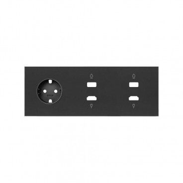 Simon 100 | Kit avant 3 éléments avec 1 prise schuko et 2 connecteurs HDMI + USB noir mat 10020305-238