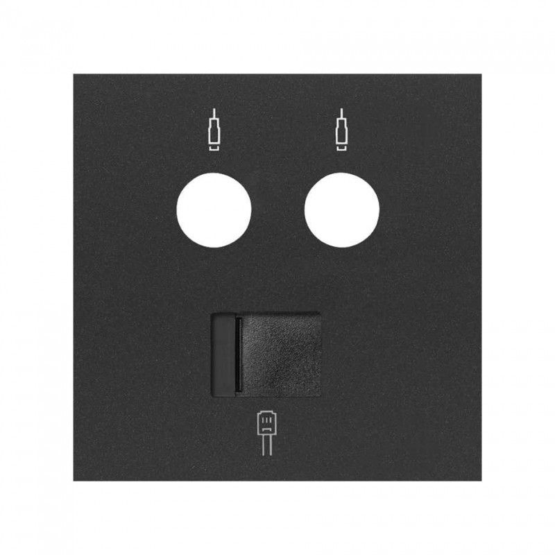 Simon 100 | Tapa para tomas inductivas de R-TV+SAT y de voz y datos RJ45 negro mate 10000072-238