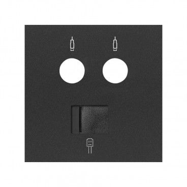 Simão 100 | Tampa para tomadas indutivas de voz e dados R-TV+SAT e RJ45 preto fosco 10000072-238