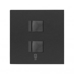 Simon 100 | Voice and data cover with dust cover for 2 matte black RJ45 connectors 10000006-238