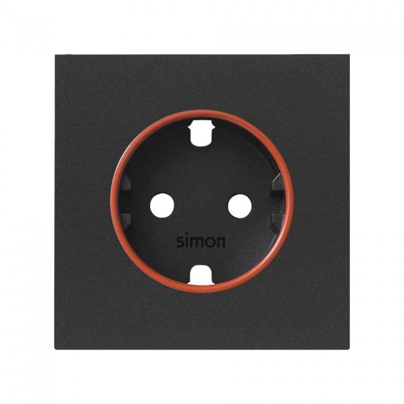 Simon 100 | Cap with red ring for plug Schuko matte black 10000037-238