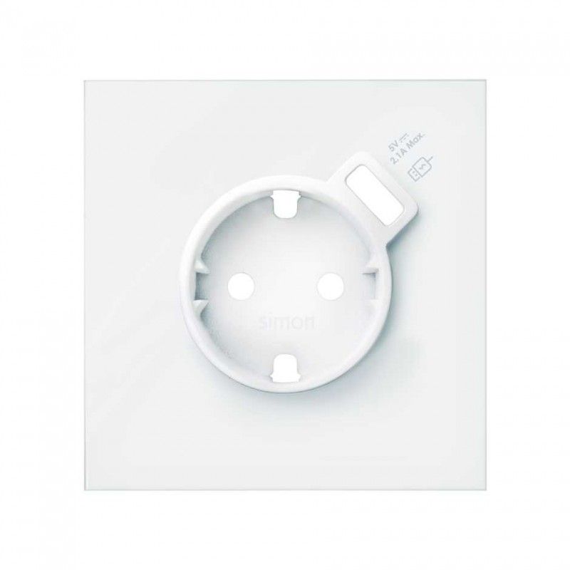 Simão 100 | Capa para tomada Schuko com carregador USB smartcharge branco fosco 10000049-230
