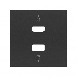 Simon 100 | Tapa para conector HDMI + USB negro mate 10001095-238