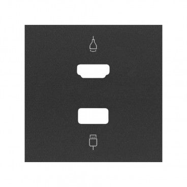 Simon 100 | Couvercle pour connecteur HDMI + USB noir mat 10001095-238