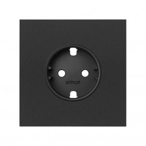 Simão 100 | Kit frontal 1 elemento com 1 plugue Schuko preto fosco 10020105-238