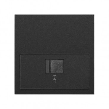 Simon 100 | 1 element front kit with 1 RJ45 6 UTP computer connector with matte black adapter 100206-238