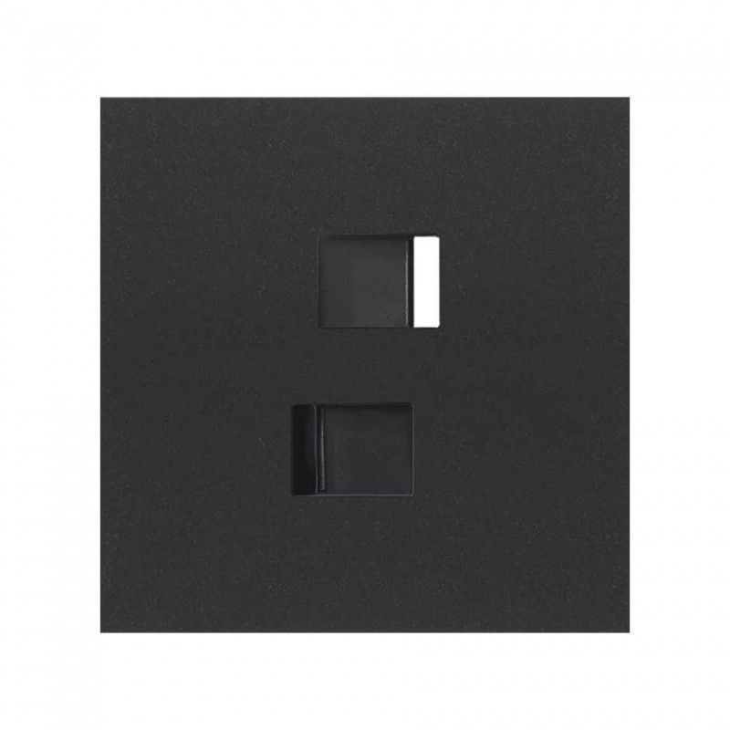 Simon 100 | 1 element front kit with 2 matte black RJ45 connectors 10020111-238