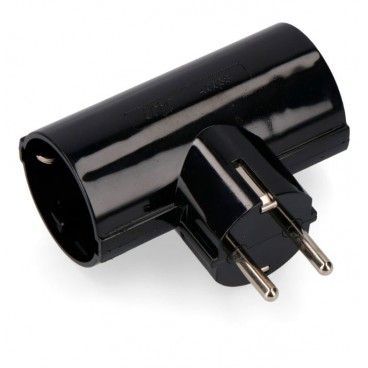 Black Double Adapter 16A EDM 40058