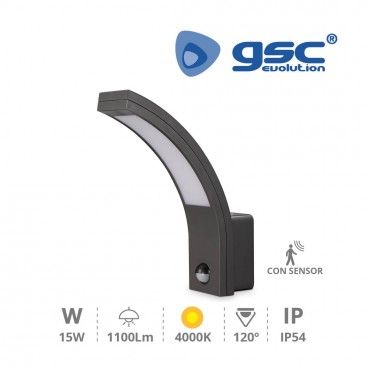 Aplique LED com sensor Havasu 15W 4200K Cinza GSC 200205010