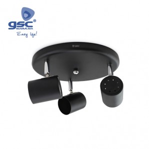 Foco techo triple circular GU10 Negro GSC 001905362