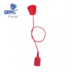Portalámparas silicona E27 cable textil 1M - Rojo GSC 000702189