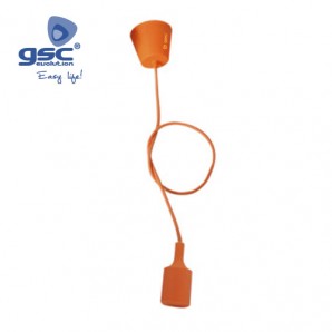 Portalámparas silicona E27 cable textil 1M - Naranja GSC 000702187