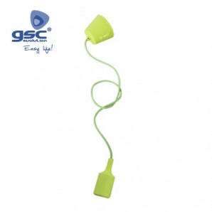 Portalámparas silicona E27 cable textil 1M - Verde GSC 000702185