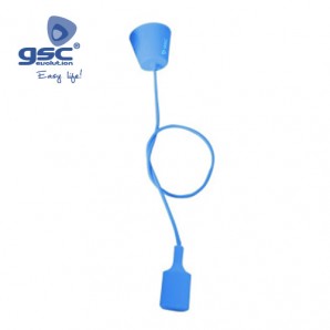 Portalámparas silicona E27 cable textil 1M - Azul GSC 000702183
