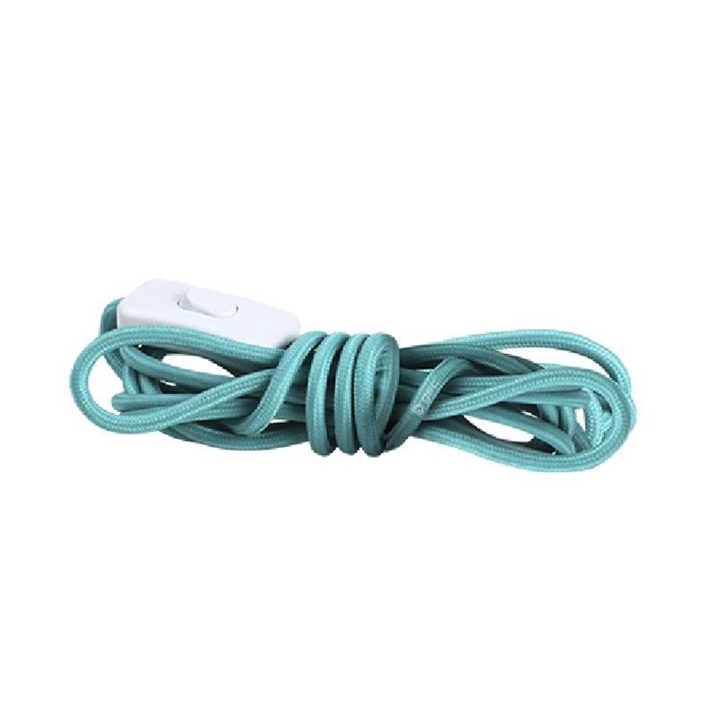 1,5 m Textilkabel (2 x 0,75 mm) Stecker + Schalter Türkis GSC 001102962 GSC - 1