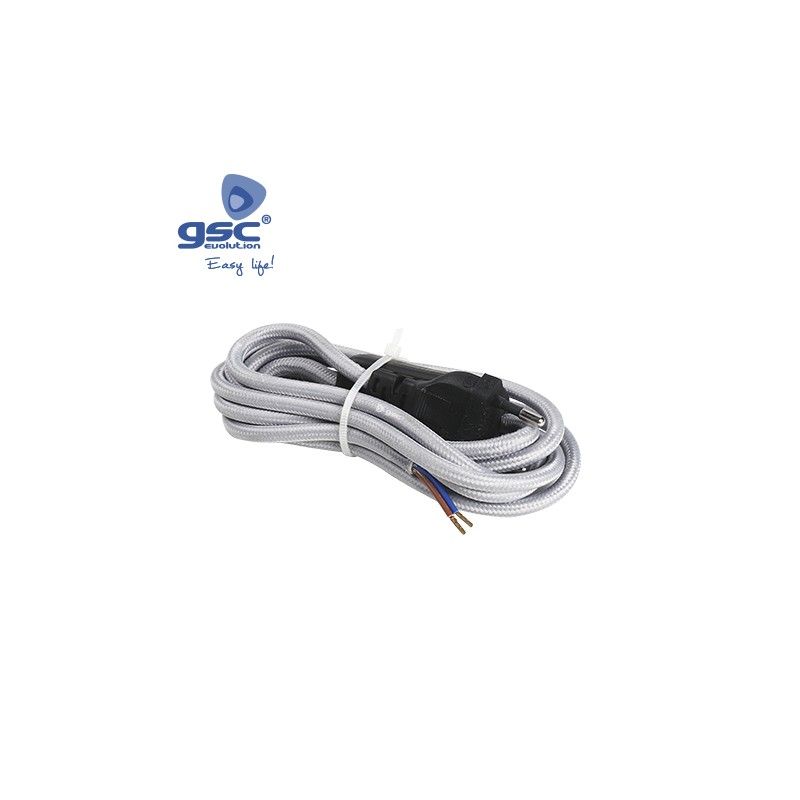 Cabo têxtil 1,5M (2x0,75mm) plugue +...