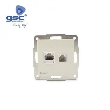 Data base RJ11 + RJ45 White 56x56mm GSC 000201016 GSC - 1
