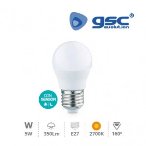 Lâmpada LED esférica crepuscular 5W E27 2700K GSC 002005151