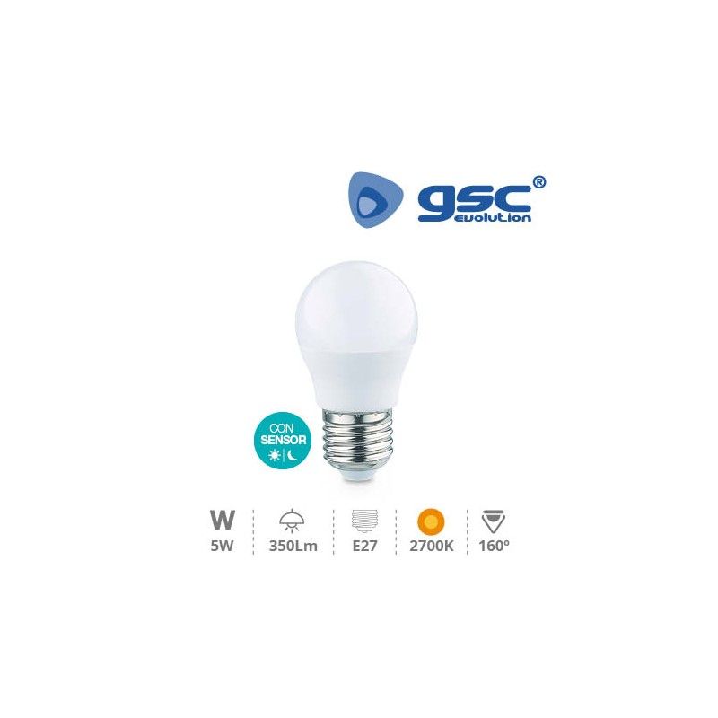 Lampadina sferica a led crepuscolare 5W E27 2700K GSC 002005151 GSC - 1