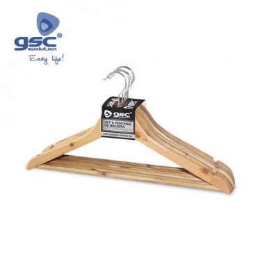 Conjunto de 6 cabides de madeira GSC 002702551