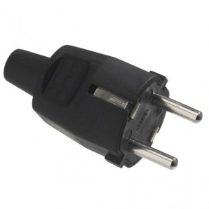 Plugue/pino de aterramento de borracha 4,8 mm. Preto...