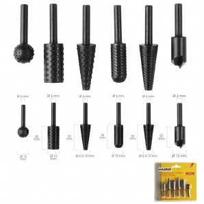 Conjunto de rebarbas rotativas para metal e madeira 6...