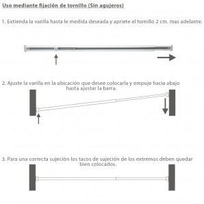 Barra Visillo Extensible 52.5/90 cm. Con Muelle Presion Ajustable (1 Pieza) 2