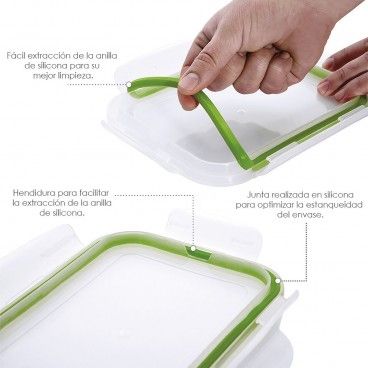 Recipiente hermético de vidro retangular 1850 ml. 23 x 16,5 x 8,5 (altura) cm.