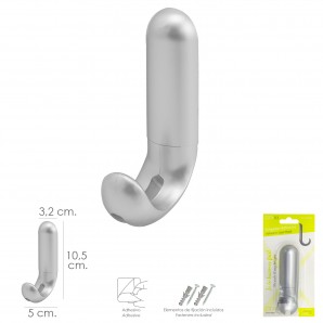 Colgador Adhesivo / Atornillable Plateado Mate 2