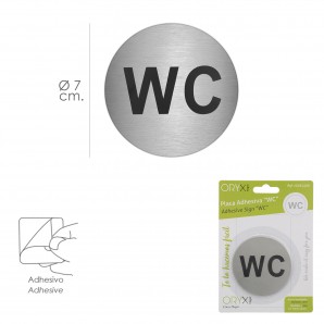 Placa Adesiva "WC" Inox Ø 7 cm. 2