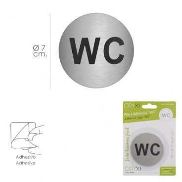 Placa Adesiva "WC" Inox Ø 7 cm.