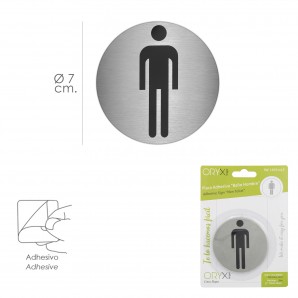 Placa Adhesiva Baño "Hombre" Acero Inoxidable Ø 7 cm. 2