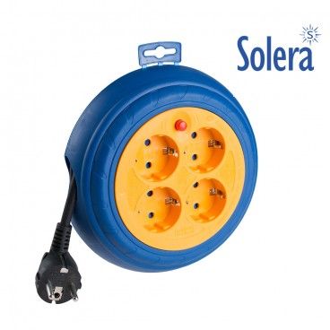Carretel de cabo com 4 tomadas T/TL 3m de Cabo 3x1,5mm Solera 7429