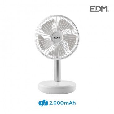 Ventilador de sobremesa recargable blanco 4w ø aspas 17 cm edm EDM 33501