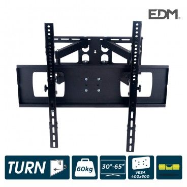 Móvel TV 30-65" 60kg EDM com dois braços e oscilante com nível incluído - Preto