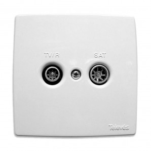 Embellecedor blanco de plastico para toma doble televes  EDM 52032
