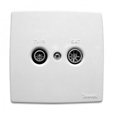 Embellecedor blanco de plastico para toma doble televes  EDM 52032