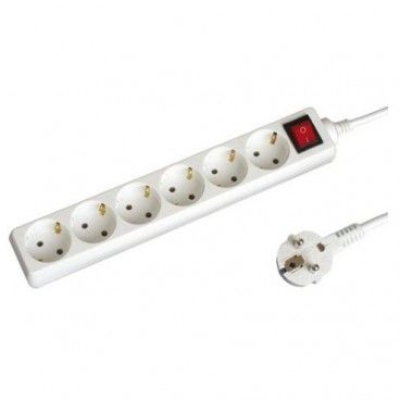 Base múltiple 6 enchufes con interruptor 1.5m de cable 3x1mm blanca GSC 0000007