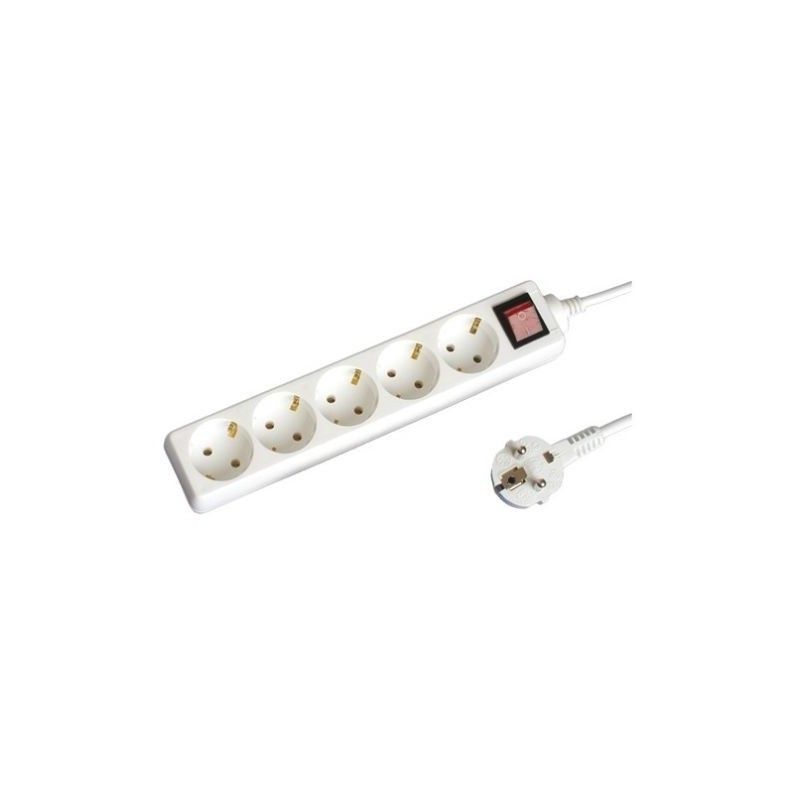 Base múltipla 5 tomadas com interruptor cabo 1,5m 3x1mm branco GSC 0000005