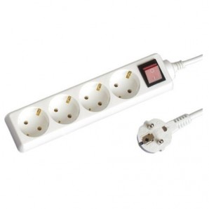 Base multiple 4 plugs with switch 1.5 m cable 3x1mm white GSC 0000003